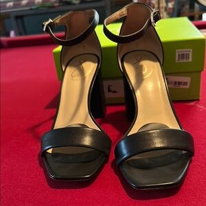 Daniella Black Leather Heels